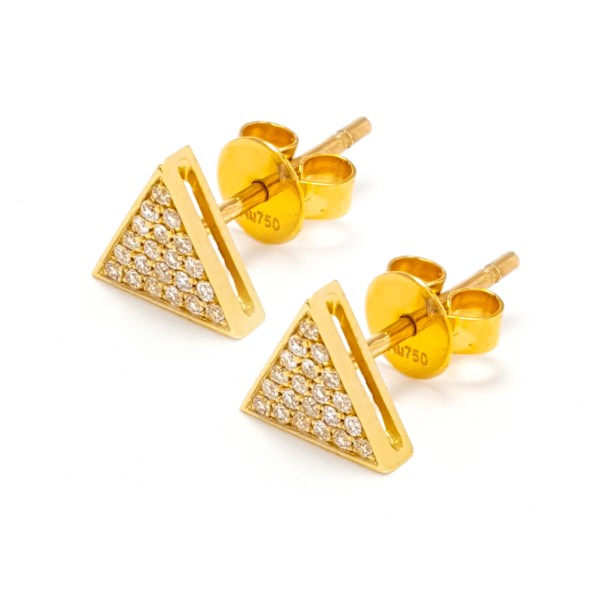 14 Karat Yellow Gold Stud Diamond Earring